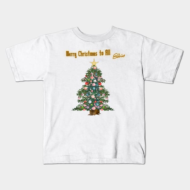 Merry Christmas to all - Elvis with tree Kids T-Shirt by Elvis In Leather